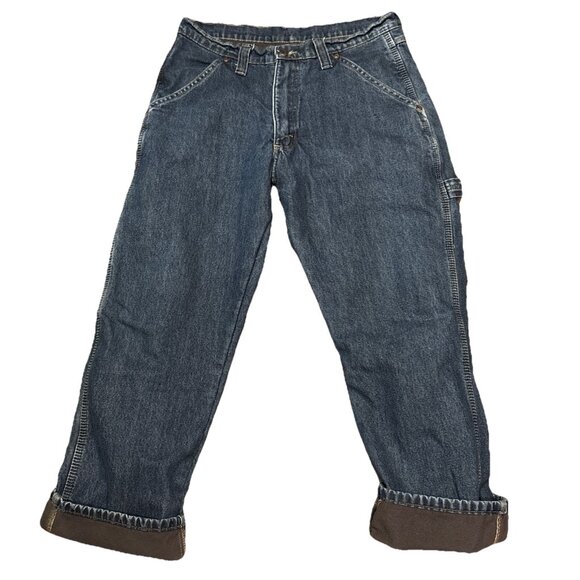 Wrangler Fleece Lined Jeans Mens 33 X 30 Blue Denim Carpenter Workwear No Tag - Picture 1 of 3